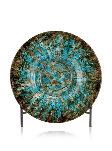 Deco 79 Glass Geometric Handmade Charger Mosaic Inspired with Stand, 18