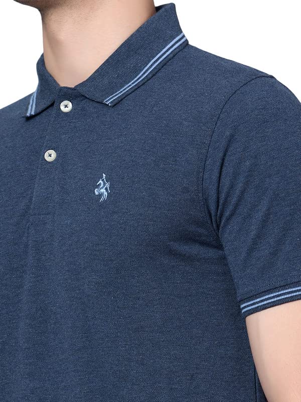 Image of Cantabil T-Shirt for Men l Breathable & Soft with Color Fastness Regular Fit Polo Neck Cotton Blend Fabric Solid Pattern
