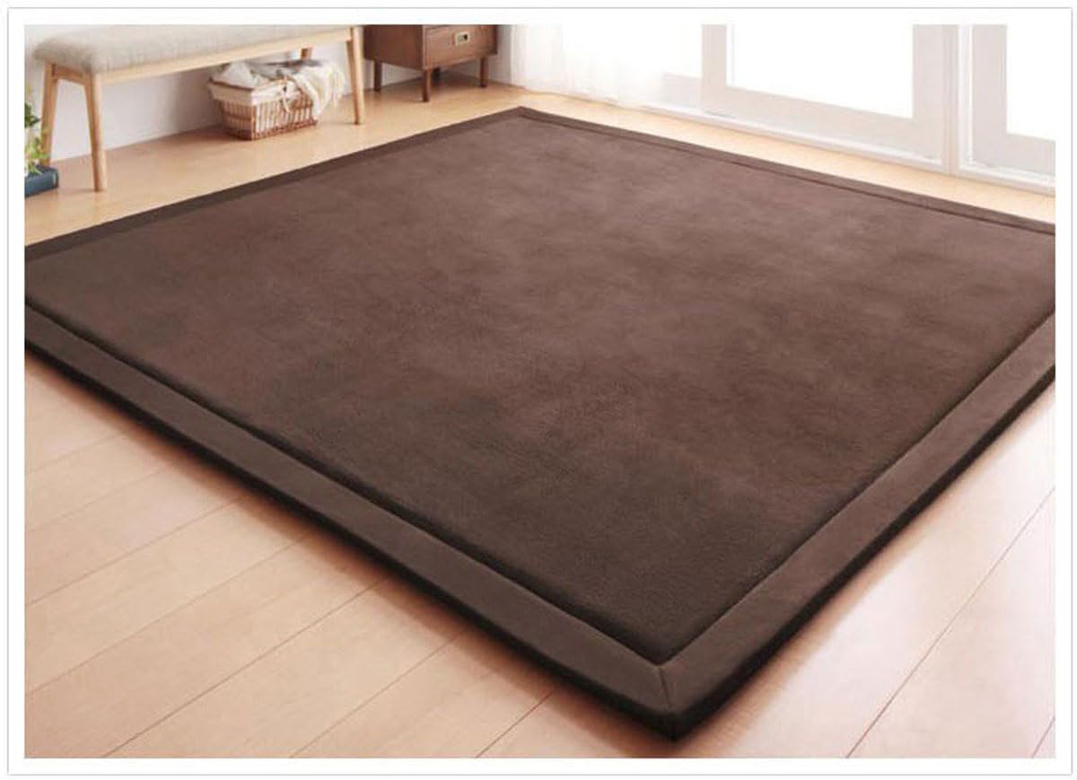 Dmkjdzsw Crawling Mat for Baby Non-slip，Nursery Rug，Coral Velvet Area Rugs，2cm Thick Kids Carpet-Brown-120 * 200cm