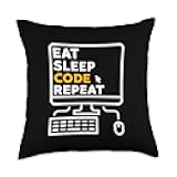 Eat Sleep Code Repeat - Computer Programming Coding Funny Throw Pillow