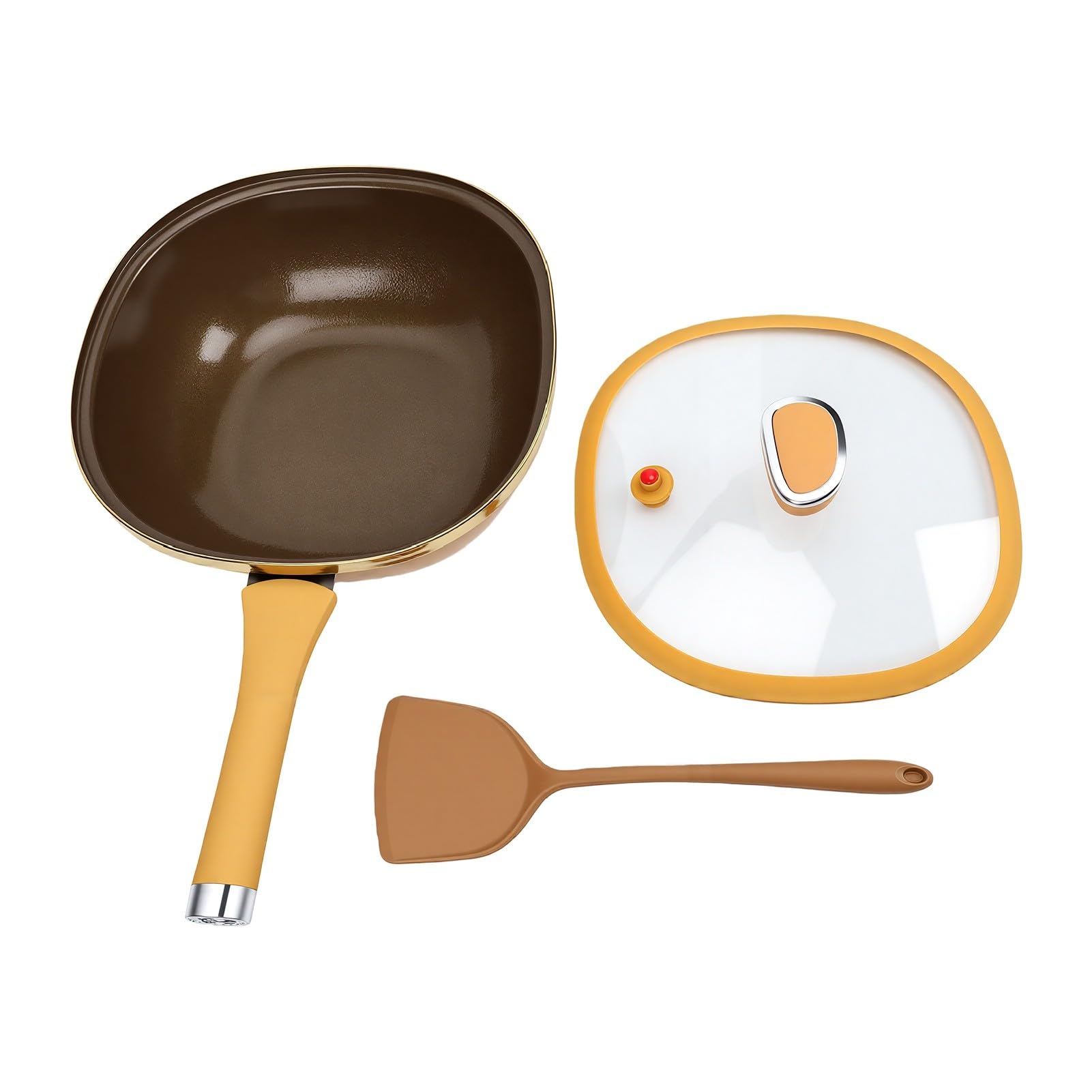 Qcwwy Poêle à Frire Antiadhésive, 30 Cm avec Couvercle, 8 L, Revêtement