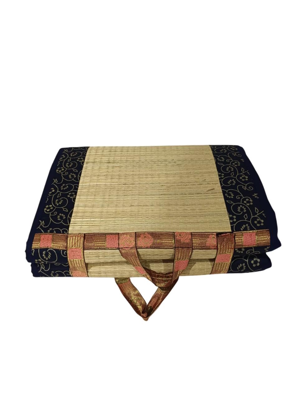 Folding Korai Grass Sleeping Mat,(4 x 6 Ft, 16mm PU Gadi Chatai) (Dark Blue)-image-40