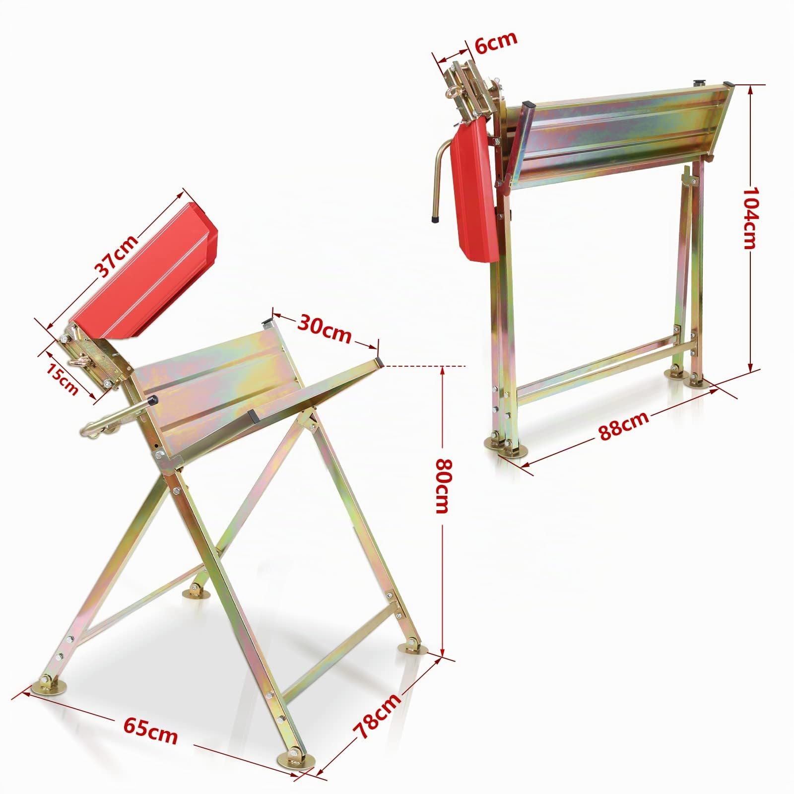 Herrselsam Caballete con soporte para motosierra, protector de cadena, varilla de medición, hasta 150 kg, 81 x 72 x 78,5 cm, soporte de sierra plegable, adecuado para aserraderos, talleres