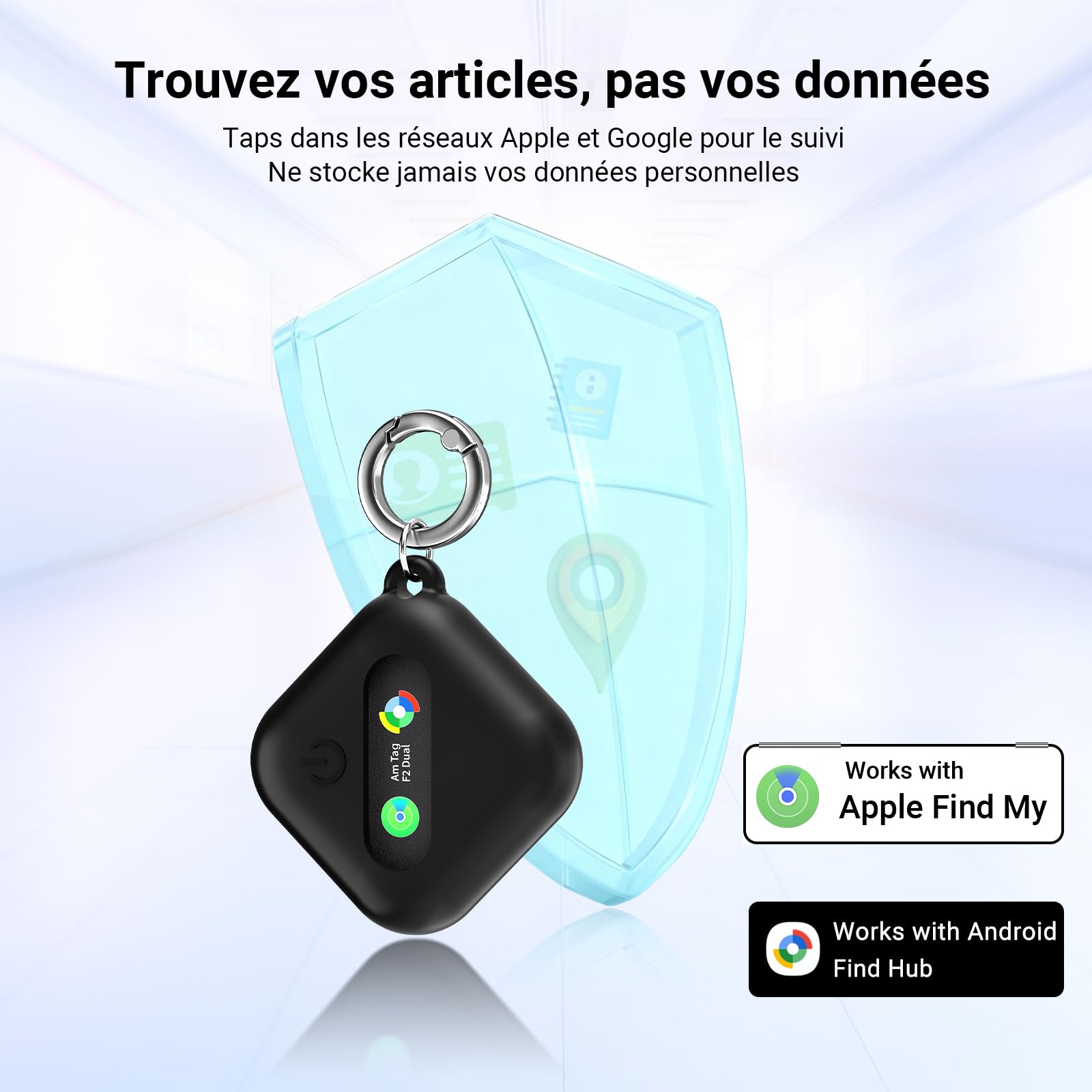 Smart Tag Traceur Lot de 4,Localisateur d'objets Bluetooth Compatible Android et Apple Localise,Tracker Localisateur pour Portefeuilles/Valises/Clés/Bagages,IP67 étanche, Batterie Remplaçable