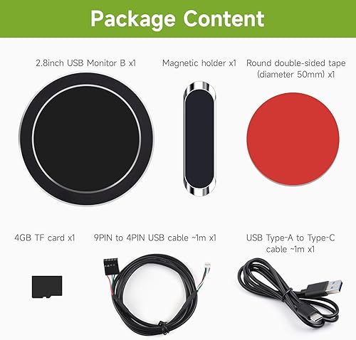 Miniatura 2 de waveshare Pantalla LCD redonda de 2.8 pulgadas, CPUGPU, monitor de temperatura de computadora AIO para sistemas de refrigeración de agua, panel de