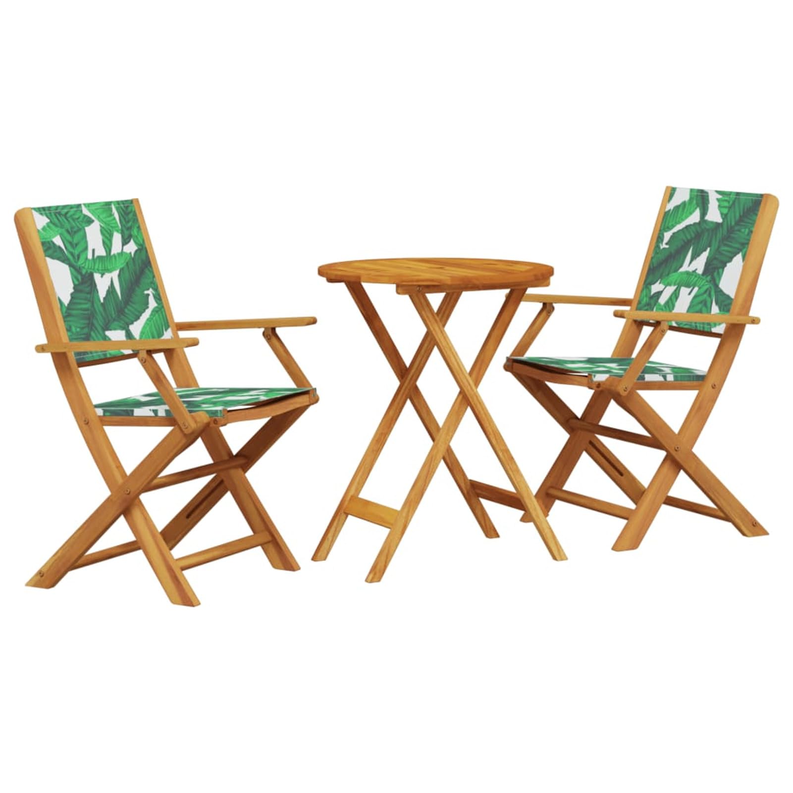 LAPOOH Set da Bistrot 3 pz Motivo Foglie in Tessuto e Legno Massello,Set Bistrò Veranda,Set Bistrot da Esterno,Set Bistrot da Balcone-3281800