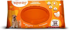Tolhas Umedecidas Super Dog para Cães e Gatos 50 unidades 20X15cm