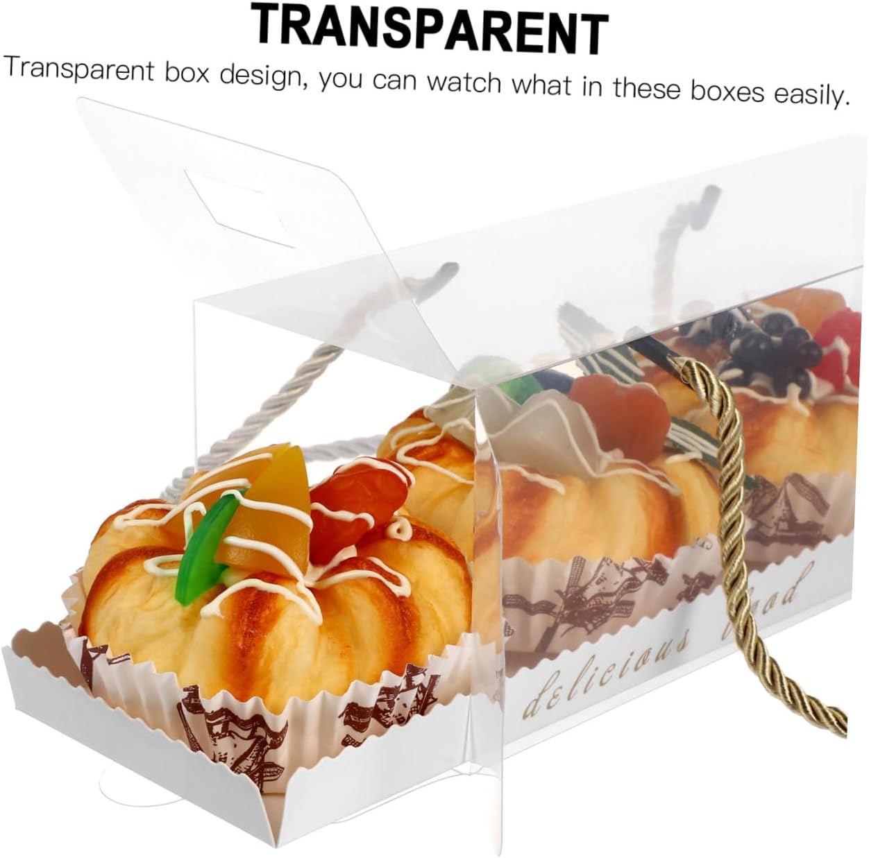 10 Pcs Food Grade Plastic Cake Wrapping Boxes with Lid, Dirt-Resistant Baking Food Containers for Cake Rolls and Pastry Storage, Convenient Multipurpose Packaging for Home and