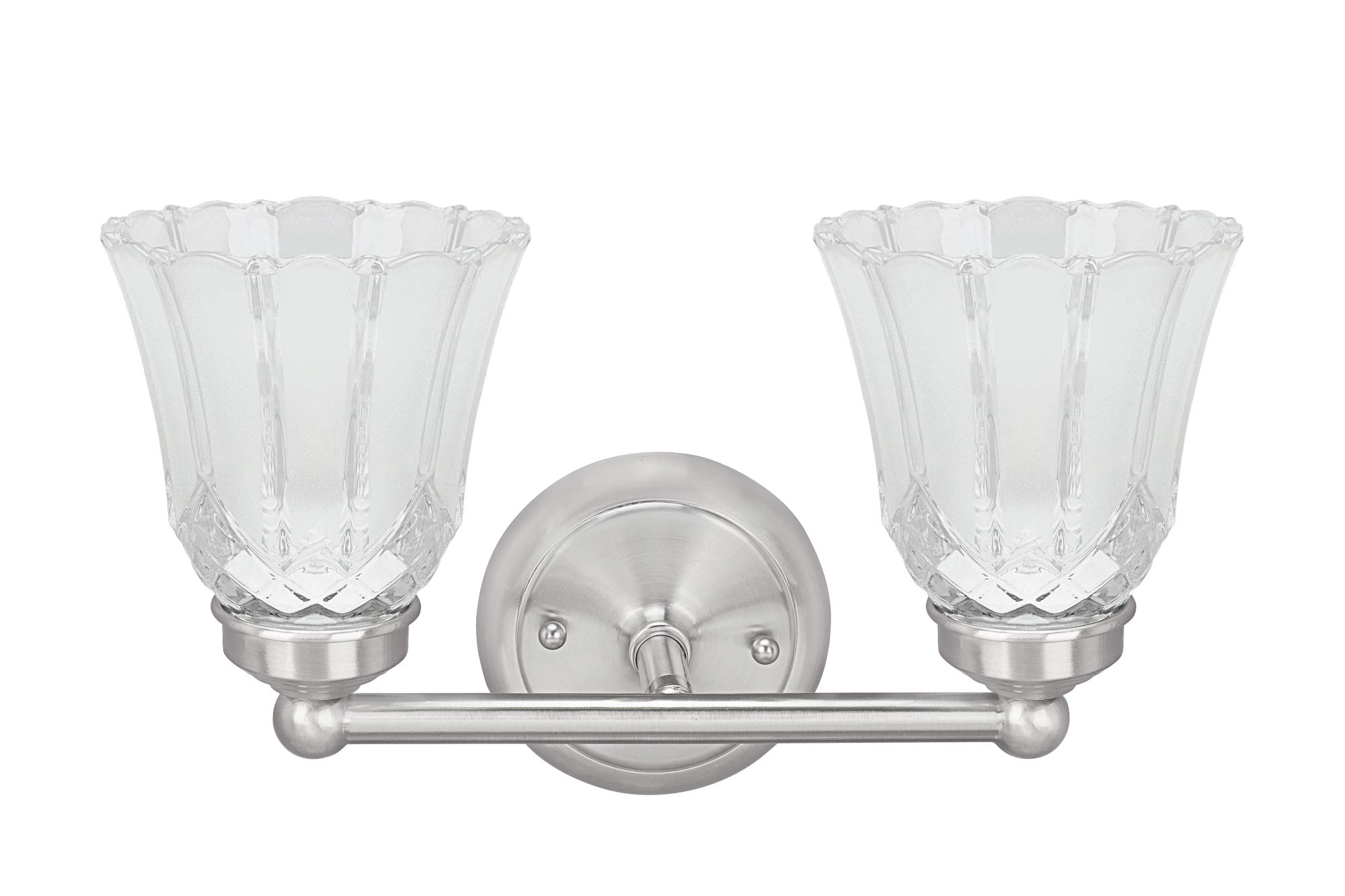aspen creative 62171-1a, two-light metal bathroom vanity wall light fixture, 13" wide, transitional design in satin nickel