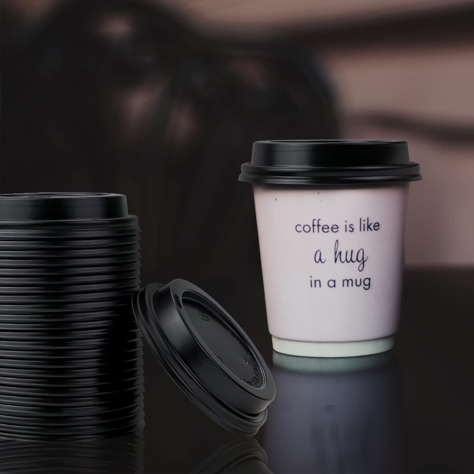 Snapklik.com : 100 Pcs Black Dome Lids For 12, 16, 20, 22 Oz Lids For ...
