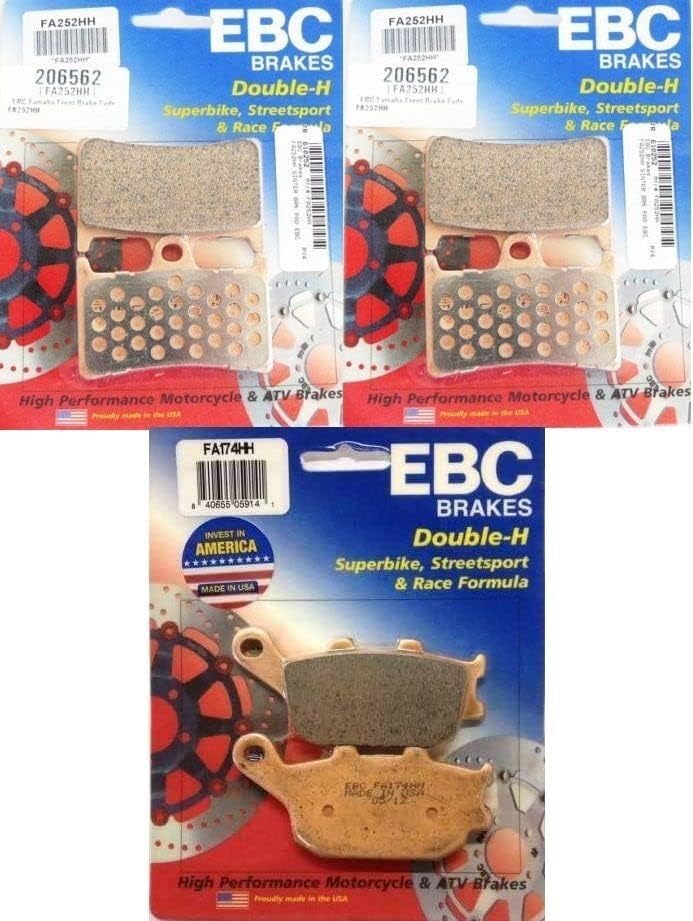 EBC HH Pastillas de Freno Delantero + Trasero (3 Juegos) 2014-17 YAM FZ-09 / FA252HH FA174HH