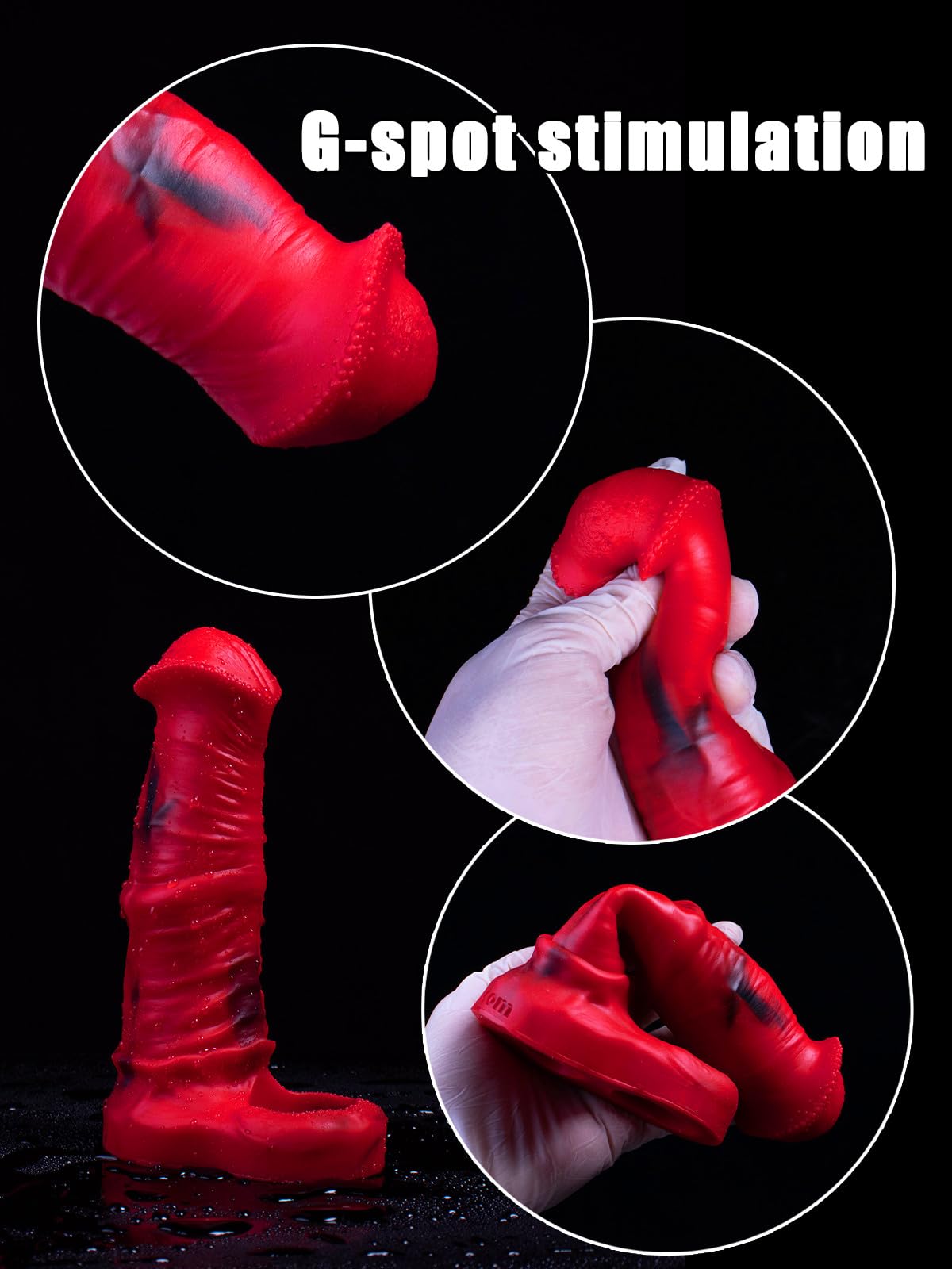 Funda de extensión de silicona en forma de caballo para pene masculino con hebilla extensible para aumentar la longitud y la circunferencia (rojo)
