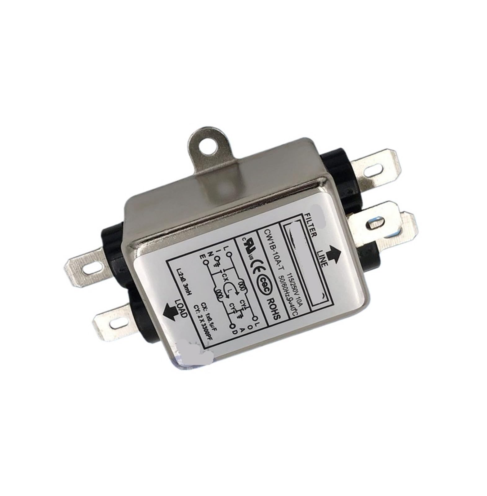 WBBAYDRFR CW1B 3 6 10A Anti-Interference Power Filter 15E AC 220V Single Phase T(CW1B-10A-T)