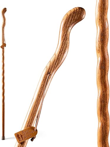 Brazos Bastón de madera hecho a mano, roble trenzado, mango de estilo ergonómico, para hombres y mujeres, fabricado en los Estados Unidos