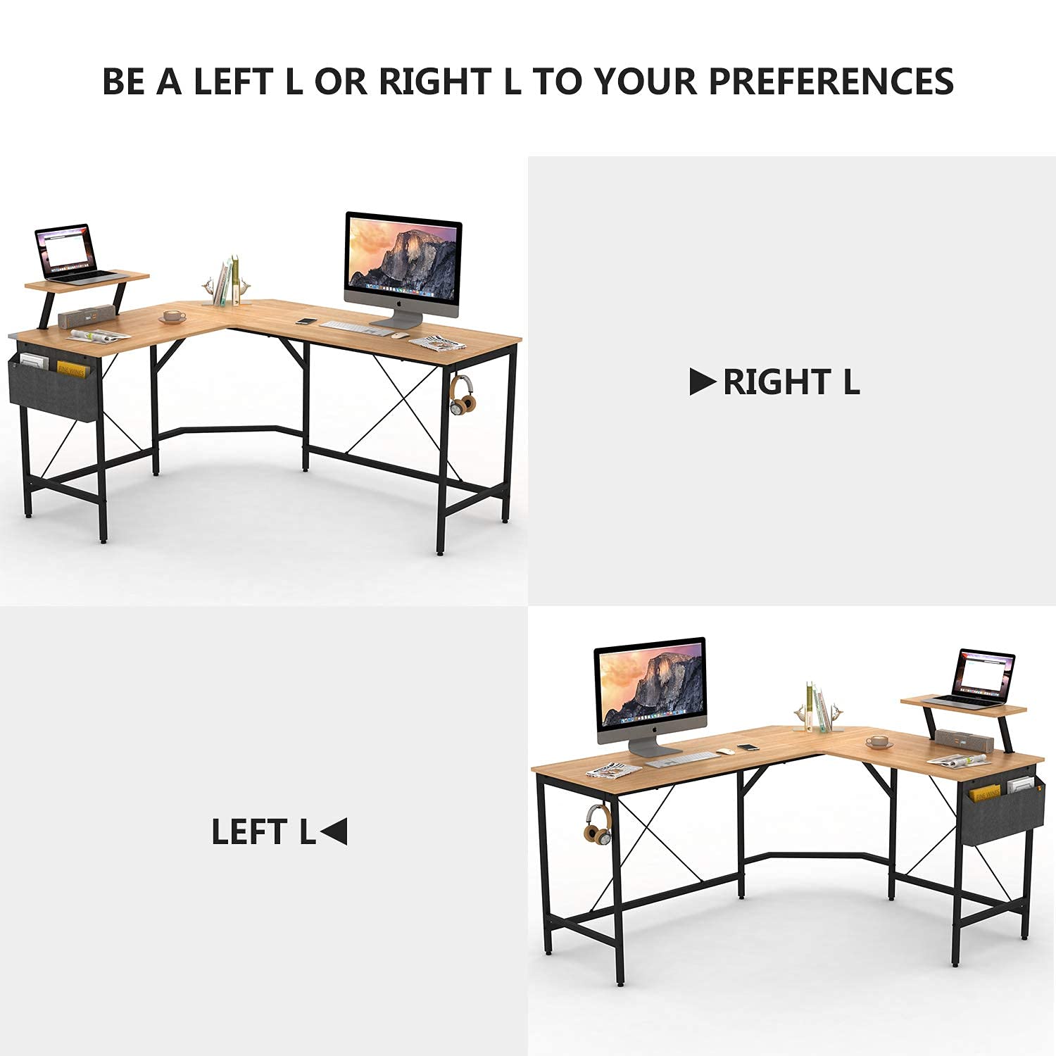 Cubiker Modern LShaped Computer Office Desk, Corner Gaming Desk with