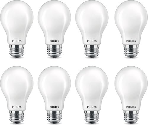 PHILIPS Bombilla LED 561761 de 12.2 W (equivalente a 75 W) A19 regulable, color blanco suave, 1100 lúmenes, base media E26 (8 bombillas)