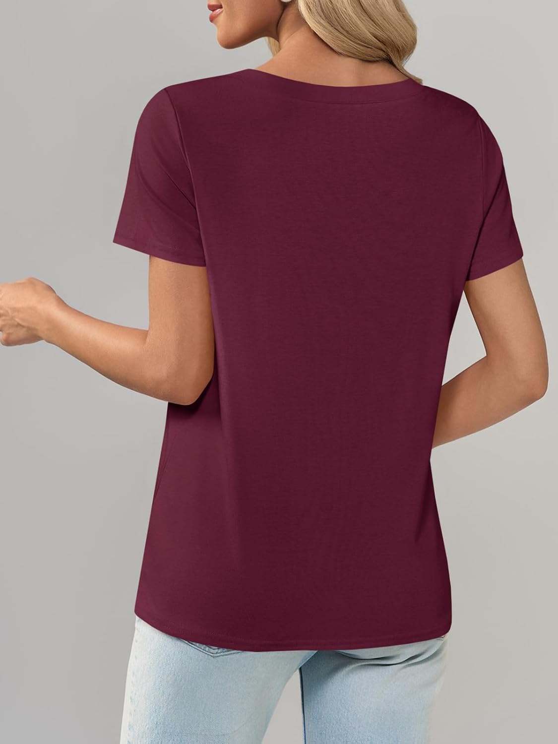 Imily Bela Womens V Neck T Shirts Lightweight Short Sleeve Tops Casual Basic Tees Trendy Summer Tshirt Loose Fit 2025 - Image 5