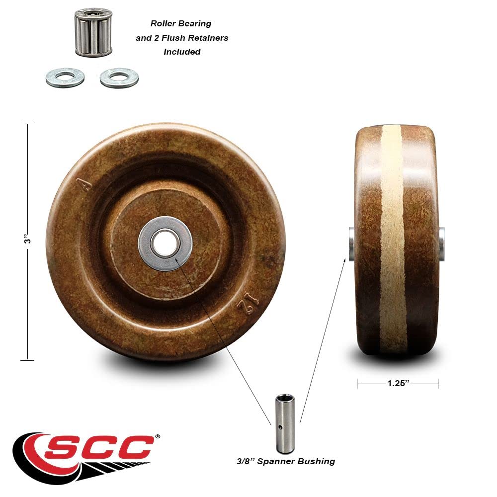 Service Caster SCC - 5" Phenolic Wheel Only w/Roller Bearing - 3/8" Bore - 600 lbs Capacity SCC Service Caster SCC - 5" Phenolic Wheel Only w/Roller Bearing - 3/8" Bore - 600 lbs Capacity SCC