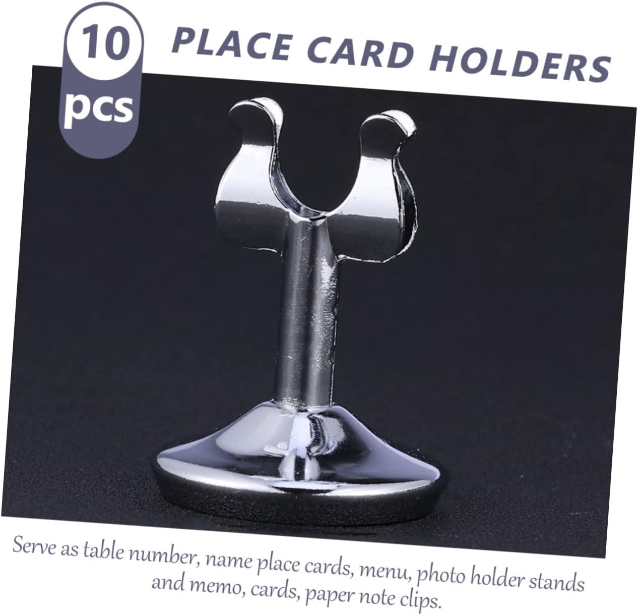 Veemoon 10pcs U-Shaped Multi-Function Card Stands for Table Numbers Place Card Holders for Weddings Events and Office Use Decorative Upright Holders for Name and Labels