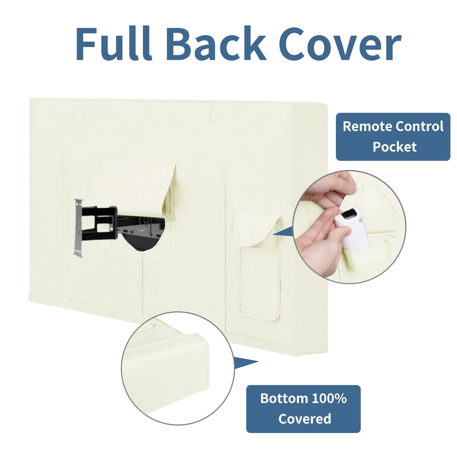Easy-Going Funda de TV para exteriores con parte delantera enrollable, impermeable y resistente a la intemperie, para TV de pantalla plana de 40 a 43 pulgadas, color beige