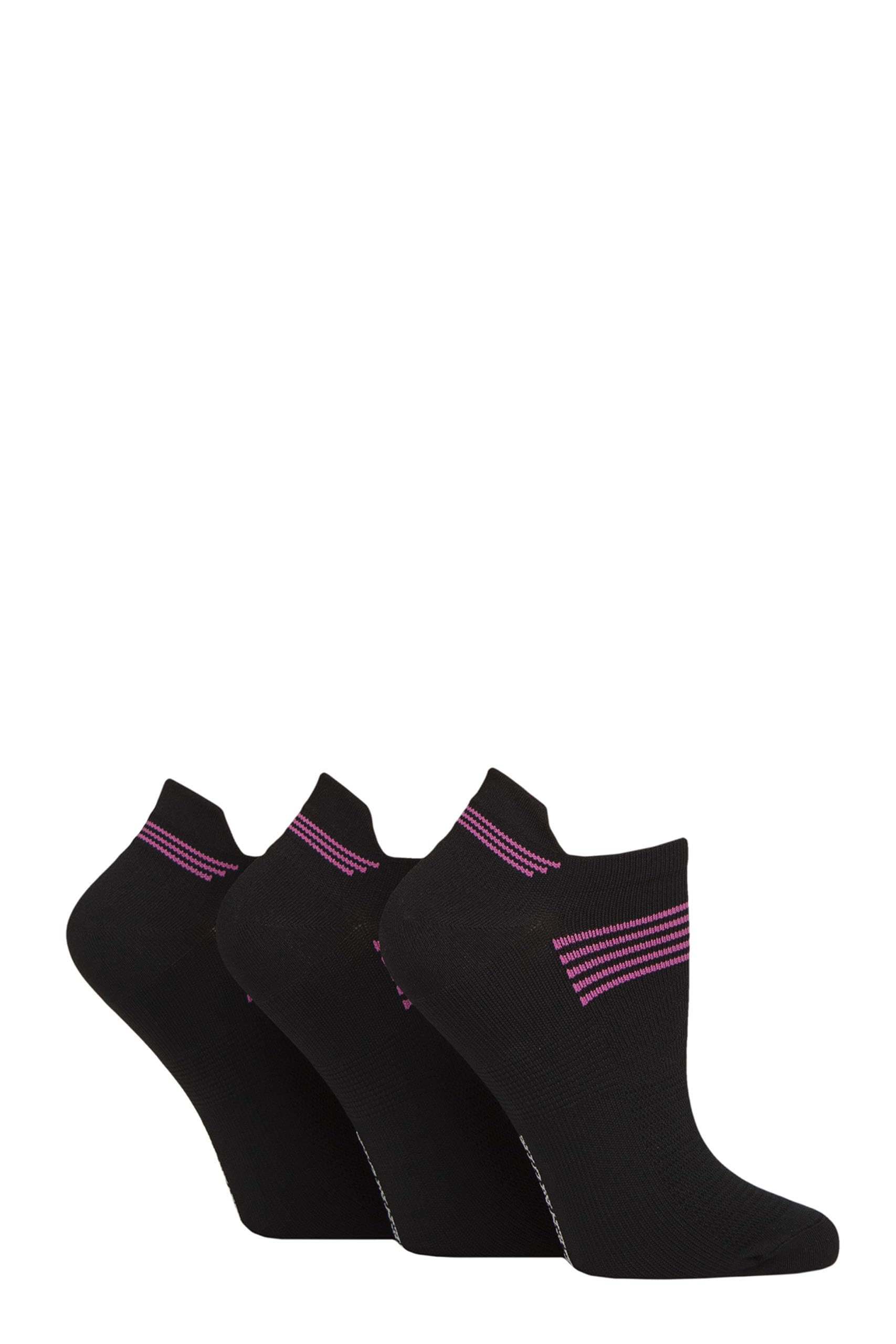 Glenmuir Ladies Technical Compression Sports Socks Pack of 3 - Black - 4-8