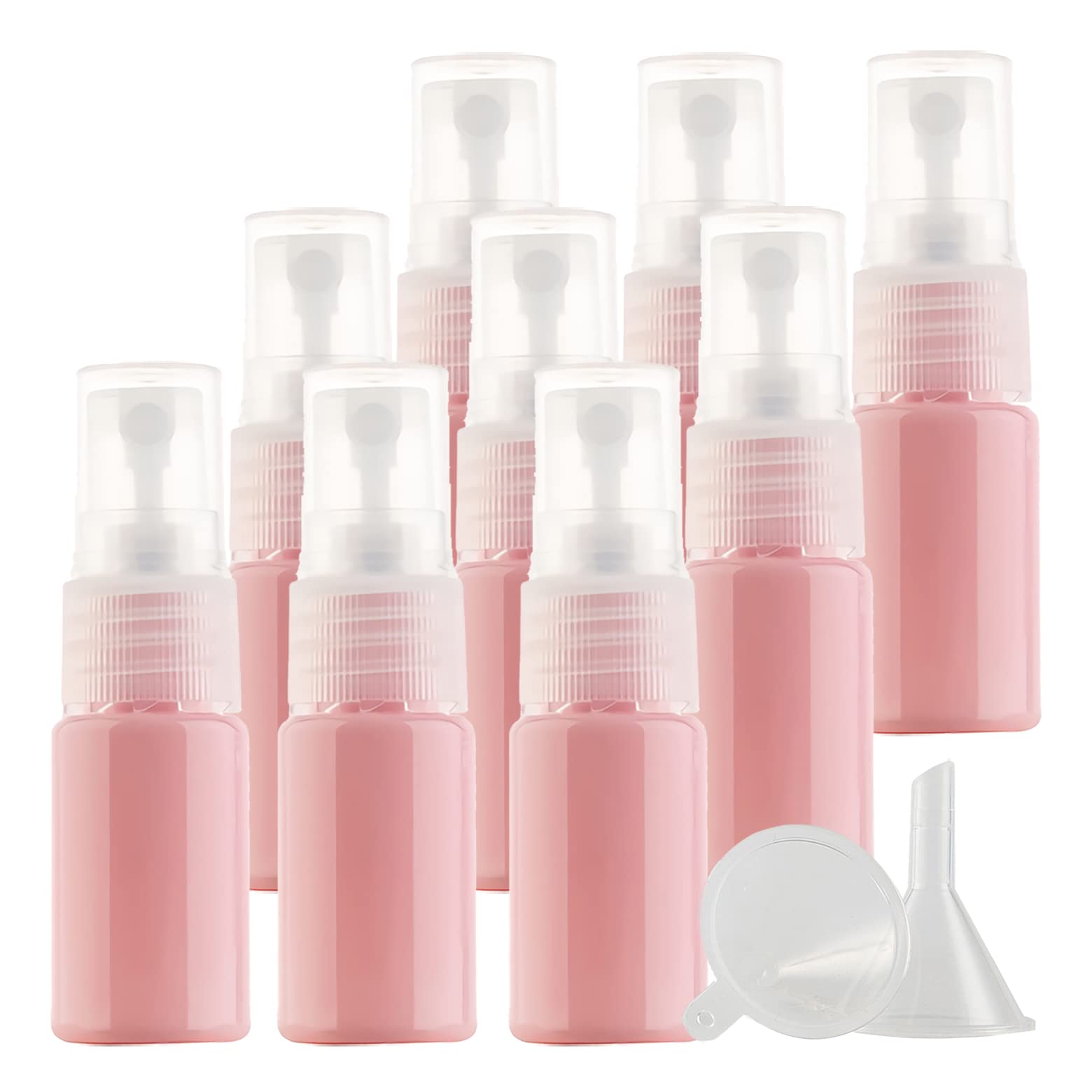 TIANZD 100 Stück Leere 10 ml Rosa Lichtdicht Kunststoff Sprühflasche Zerstäuber Flasche, 10ml Tragbar Feinen Nebel Pumpzerstäuber Zerstäuberflasche Parfümzerstäuber Reise Flakons, 8x Trichter