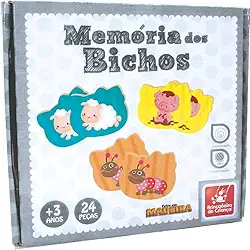 Jogo da Memoria Animais em Madeira Brincadeira De Criança