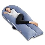 Meiz Pregnancy Pillows, Cooling Silky Pregnancy Pillows for Sleeping, 65 U Shaped Full Body Maternity Pillow for Pregnant Women, with Washable Jersey Cotton Cover, Blue