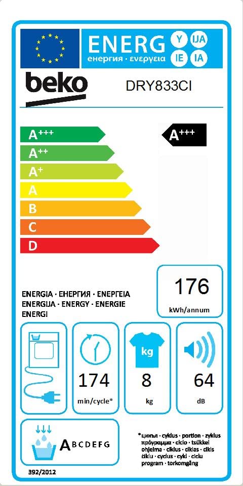 Beko-DRY833CI-Independiente-Carga-frontal-8kg-A-Blanco-Secadora-Independiente-Carga-frontal-Bomba-de-calor-Blanco-Botones-Giratorio-LED