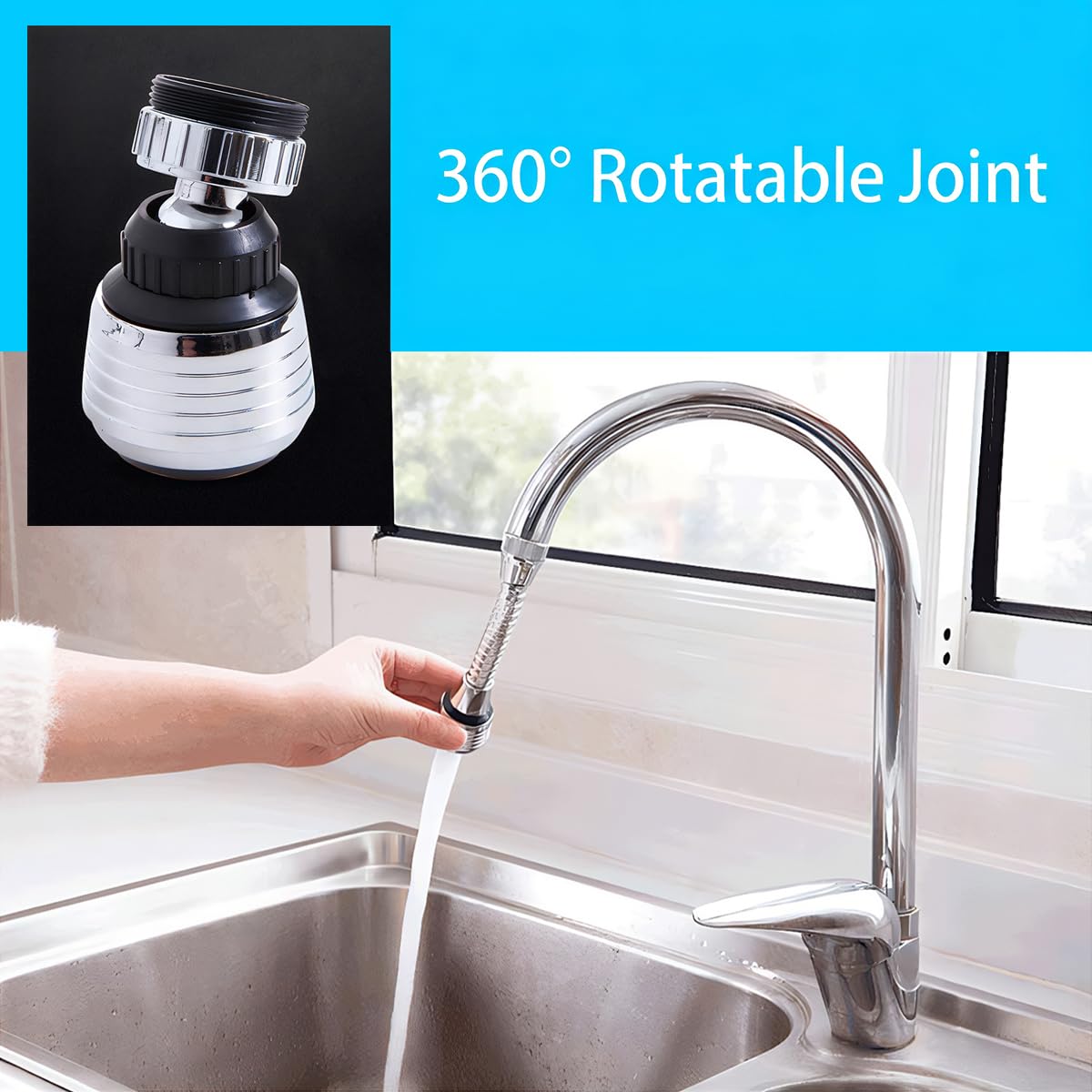 Filtro extensor de grifo con aireador, extensión universal de boquilla giratoria para fregadero, ahorro de agua de filtración multicapa para baño y cocina, cabezal rociador de grifo fácil de instalar — view 5