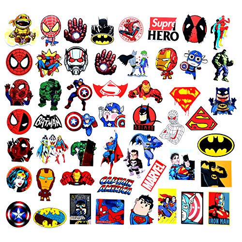 HUASAI Superhero Stickers for Hydro Flask, 100 Pcs Waterproof Vinyl Stickers for Laptop, Luggage, Skateboard, Water Bottles, Bicycle, Guitar, Phone,Trendy Aesthetic Stickers for Kids, Teens