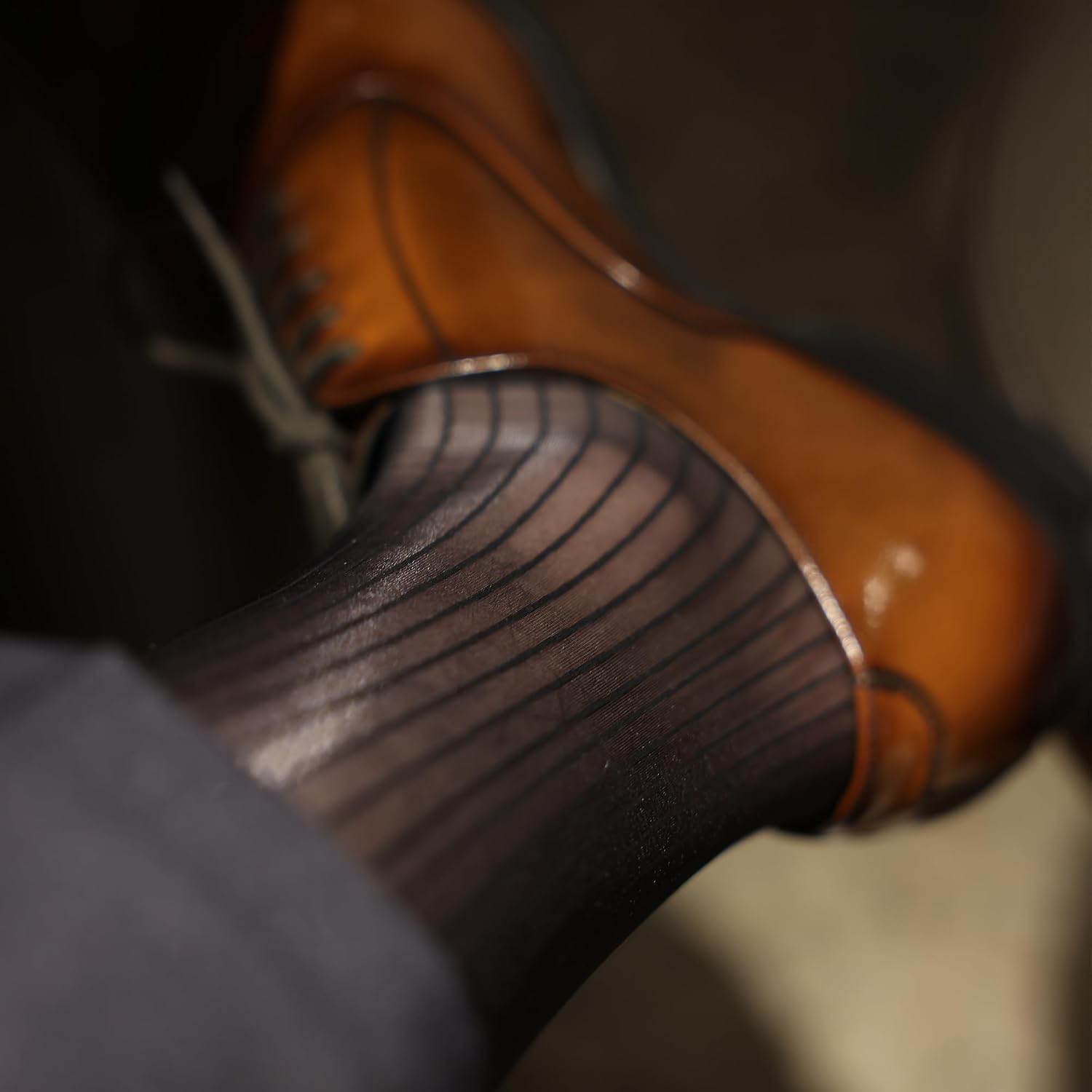 5 Pairs Men's Silk Socks, Mid-Calf Formal Dress Socks, Sheer Thin Dress Socks for Men