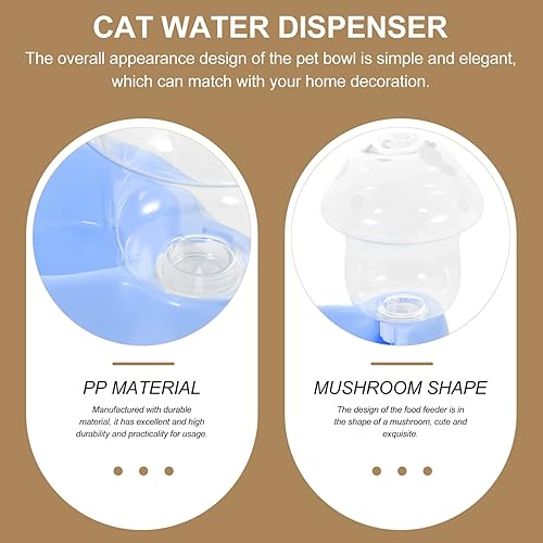 Miniatura 5 de POPETPOP Dispensador automático de gravedad para mascotas, alimentador de agua para perros y gatos, forma de hongo, recipiente para platos de