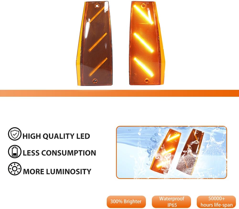 ADIIL Amber Front Bumper Side Marker Lights Side Marker Lamp For 84-96 Jeep Cherokee 86-92 Comanche 84-90 Wagoneer