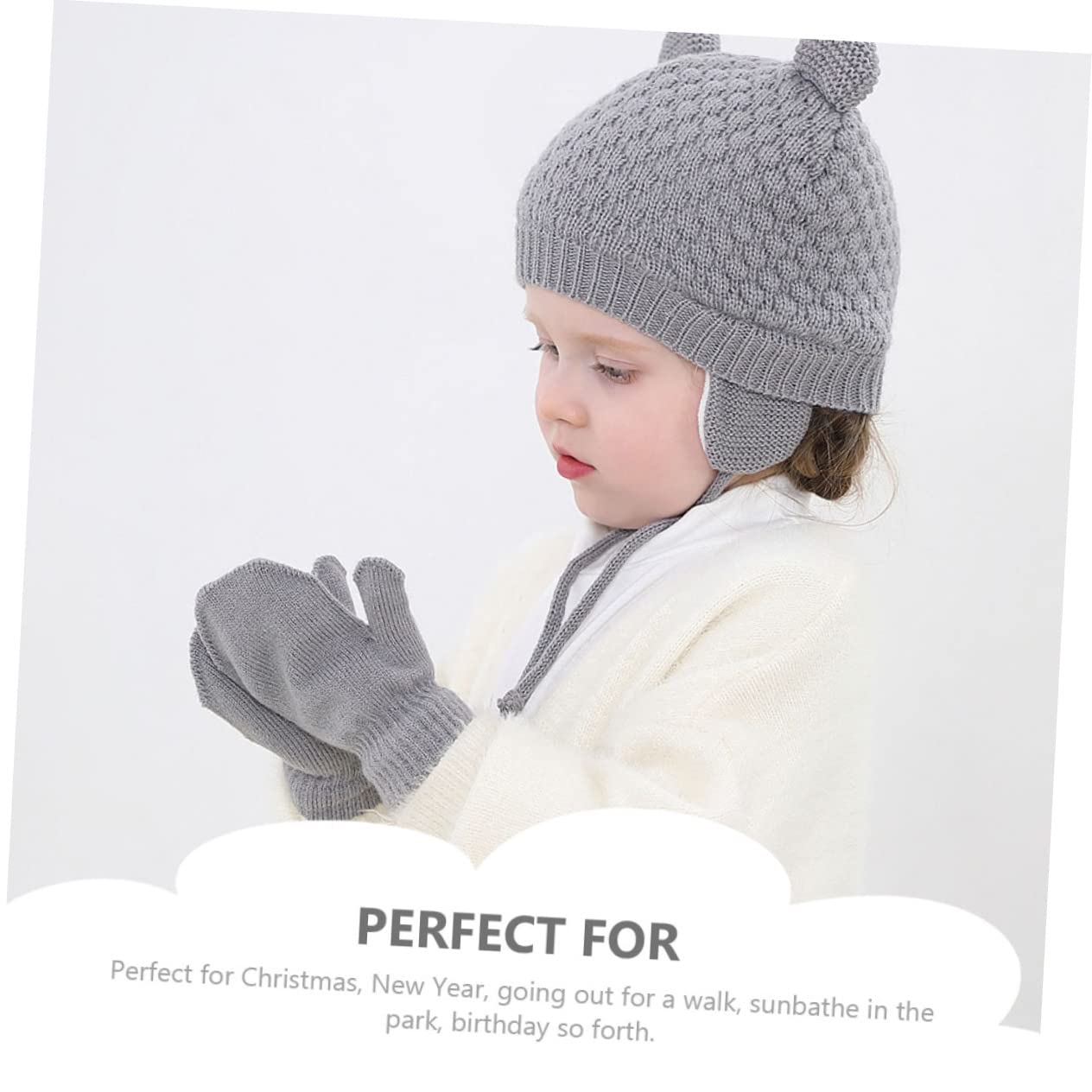 GALPADA 5 Set Berretto per Bambini Cappellino da Bambino Cappello Lavorato a Maglia Antivento Cappelli per Bambini Caldo Cappello da Bambino Cappello in Maglia per Cotone Grey