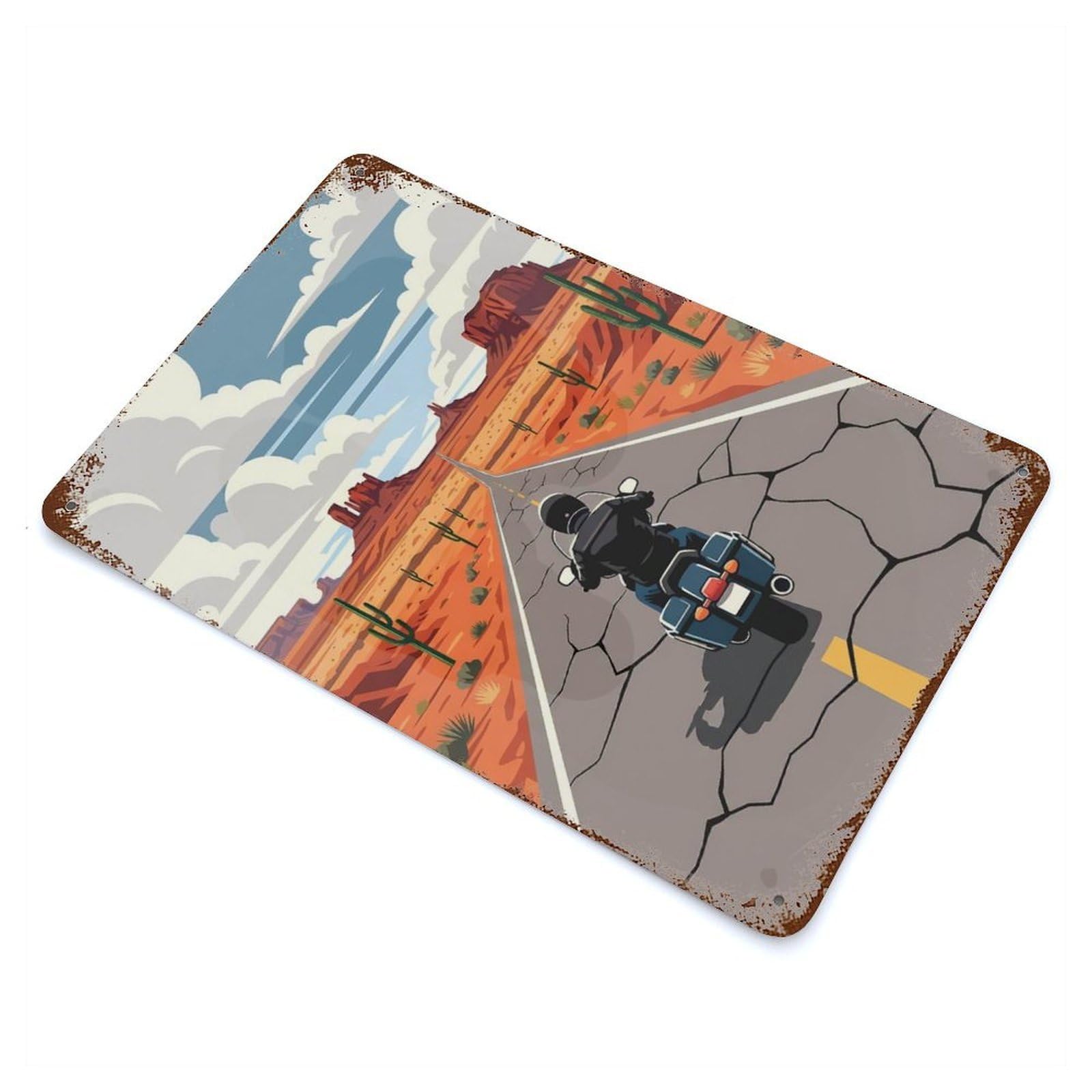 Motorcycle Ride 11.8"x7.9" Rustic Tin Plaque, Retro Wall Decor for Garage, Bar And Workshop Decor