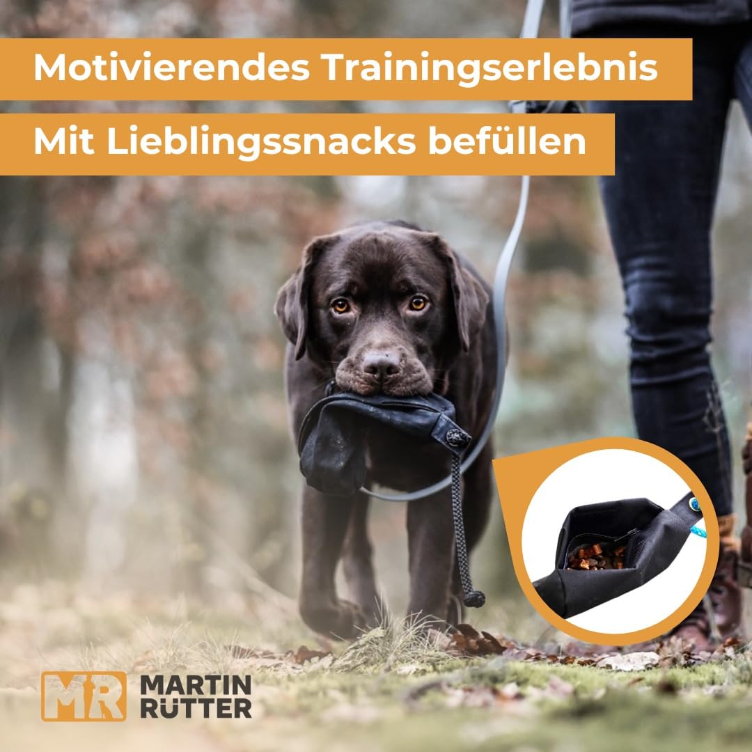 Martin Rütter – Futterbeutel Dummy Koralle XS – Futterdummy Hund wasserabweisend & waschbar, mit Reißverschluss & Wurfschnur – Apportierbeutel für Hundetraining – Für Trocken- & Nassfutter, Leckerlis