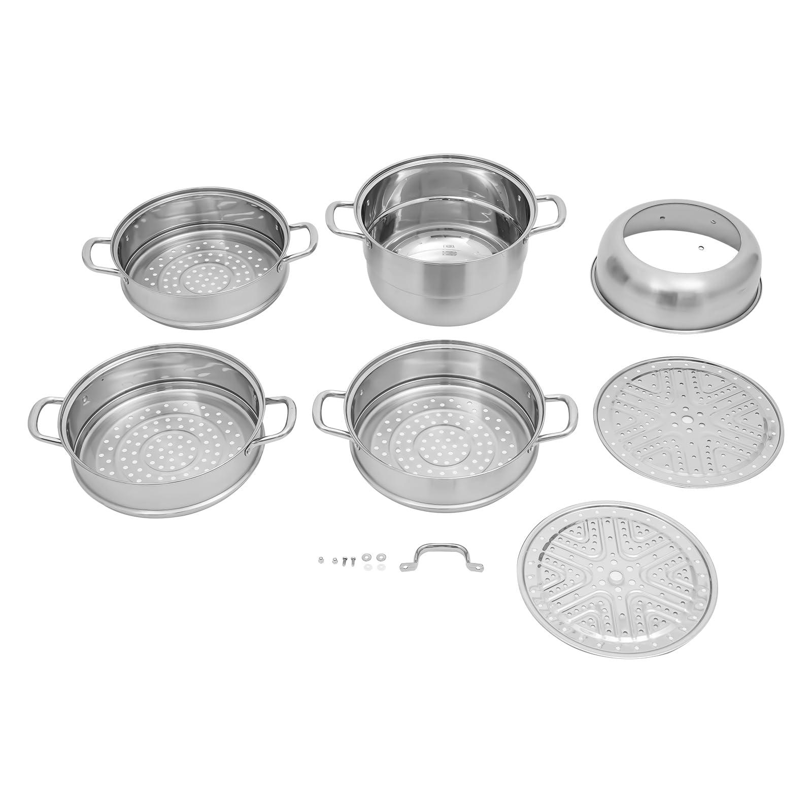 5 Etagen Dampfgarer Edelstahl 304 Stackbar, 9L Dampfkochtopf mit Glasdeckel, Mantowarka Gardampftopf, Großvolumen Dämpfeinsatz, für Induktion, Gasherd