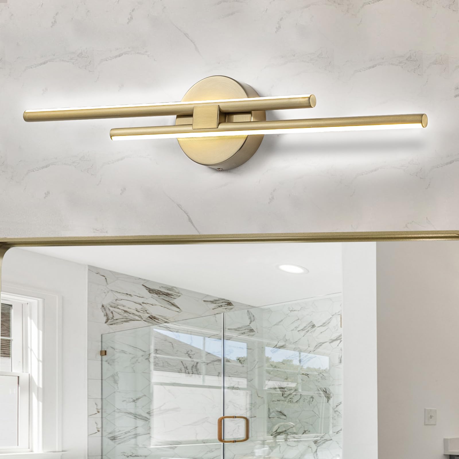 EDISLIVE Dimmable Modern LED Vanity Light Fixtures Bathroom Vanity Wall Lighting, 23.6 in Mirror Vanity Lighting Fixtures for Bathroom Bedroom Makeup Living Room, Gold