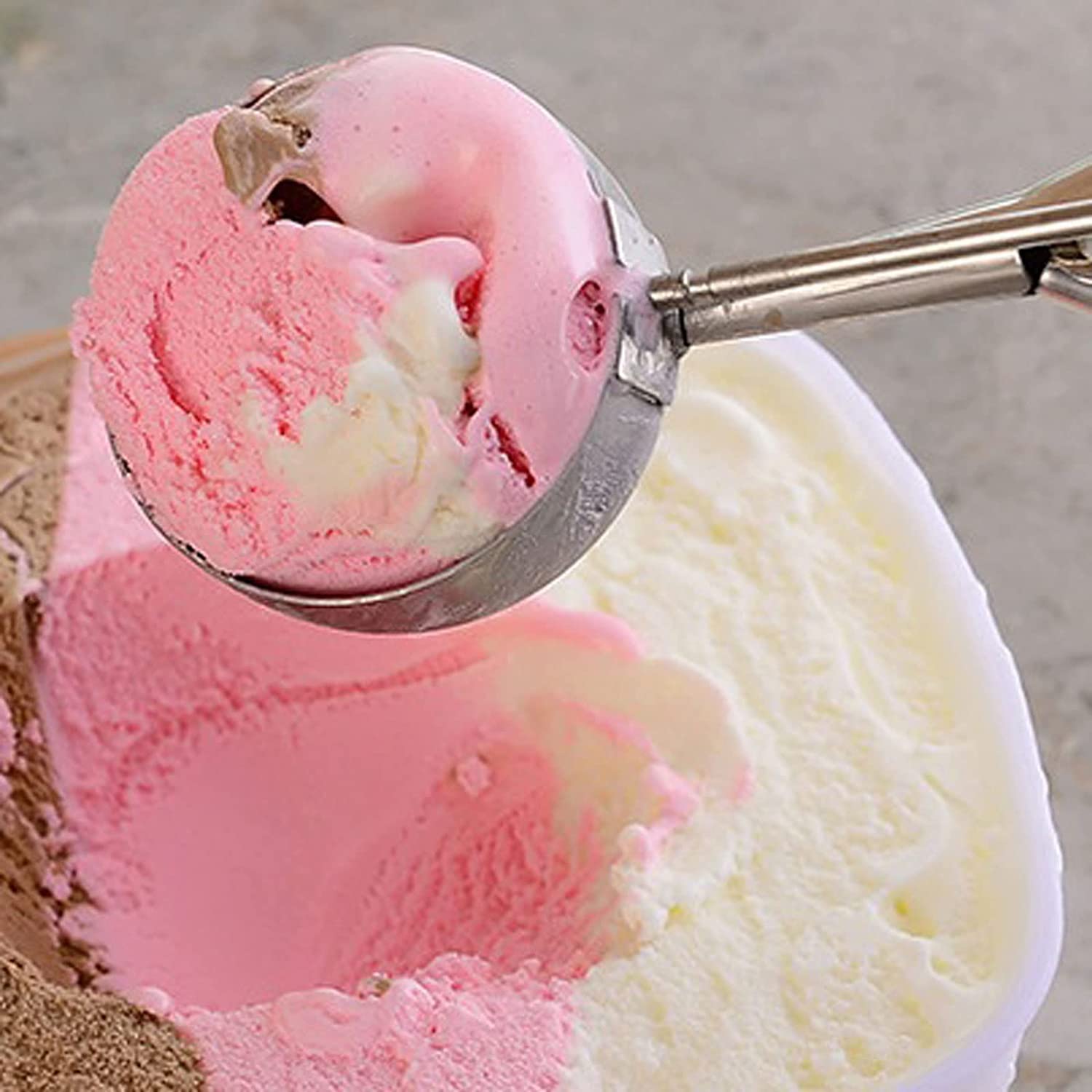 AKAZI Pinces à Glace Cuisine crème glacée purée Pomme de Terre cuillère en Acier Inoxydable de qualité Alimentaire poignée à Ressort Accessoires de Cuisine Pinces