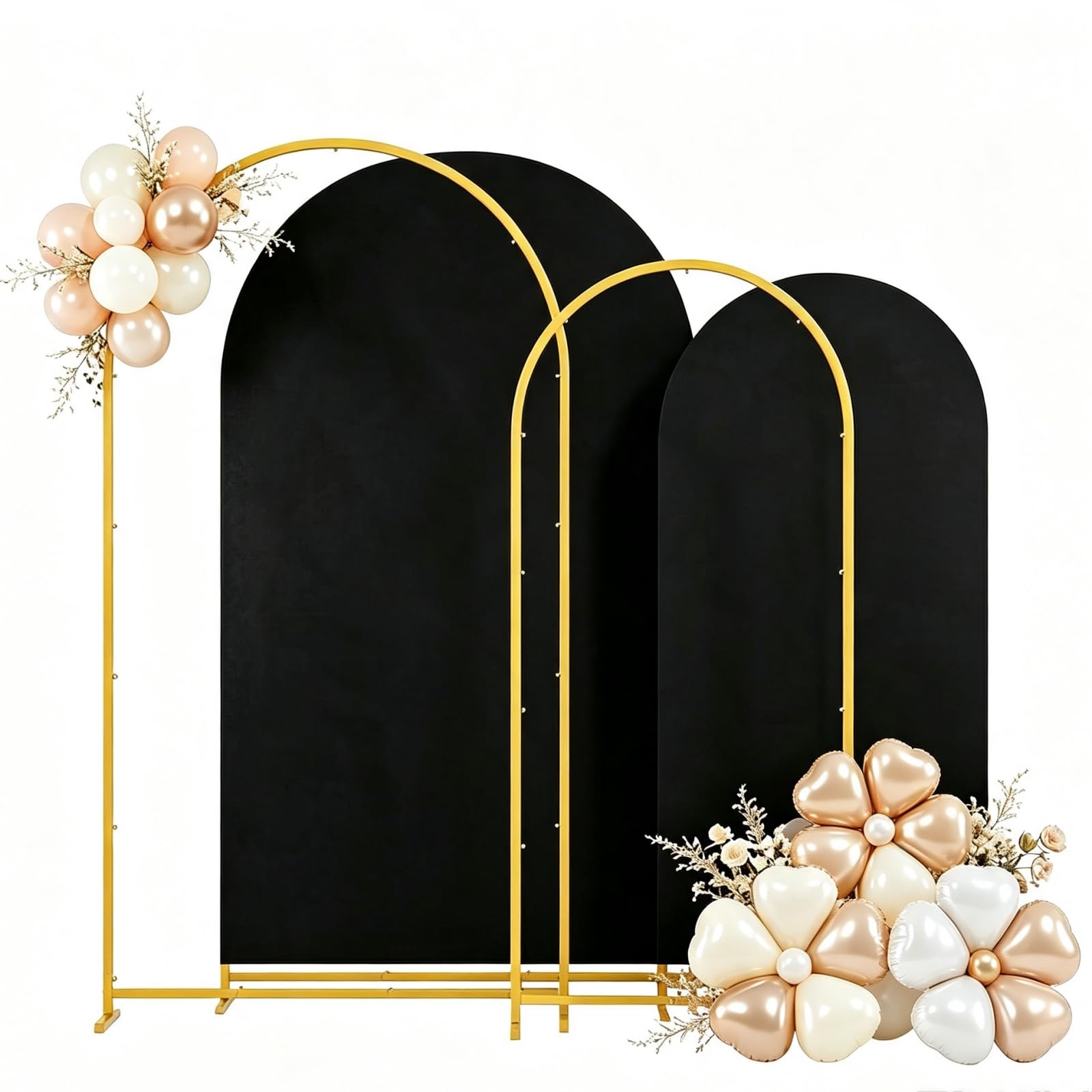 2 Pack 7.2FT+6FT Metal Arch Backdrop Stand with Cover for Wedding Decor