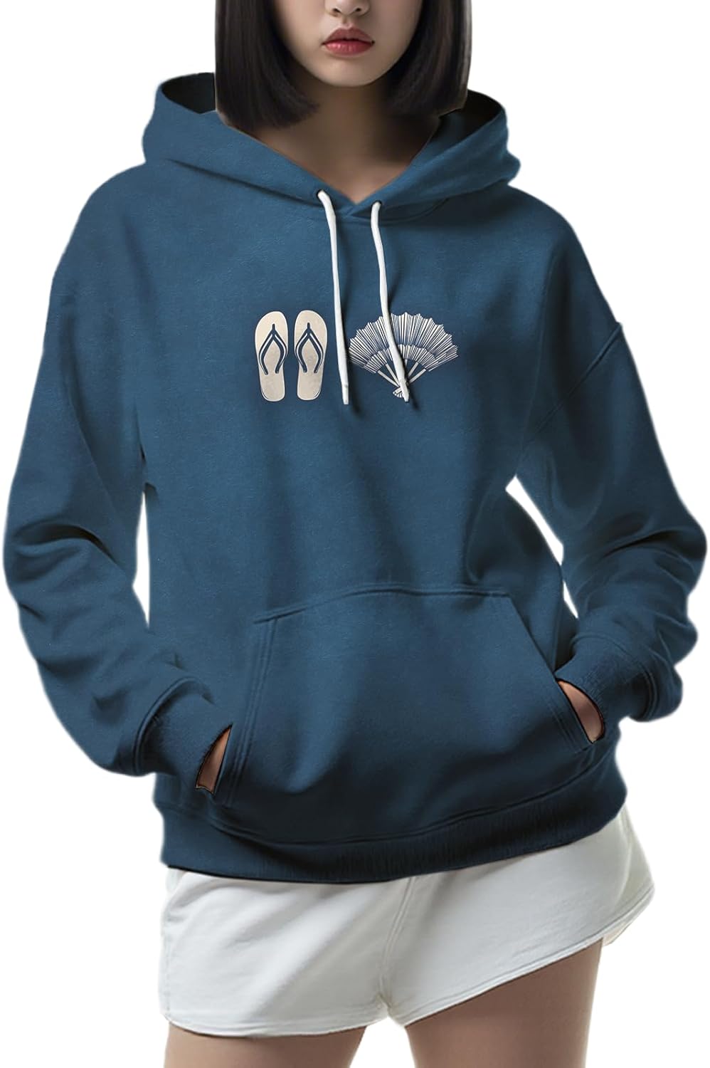 Long Sleeve Sweatshirts for Women Cute Print Crewneck Oversized Hoodies with Pocket Winter Casual Clothes