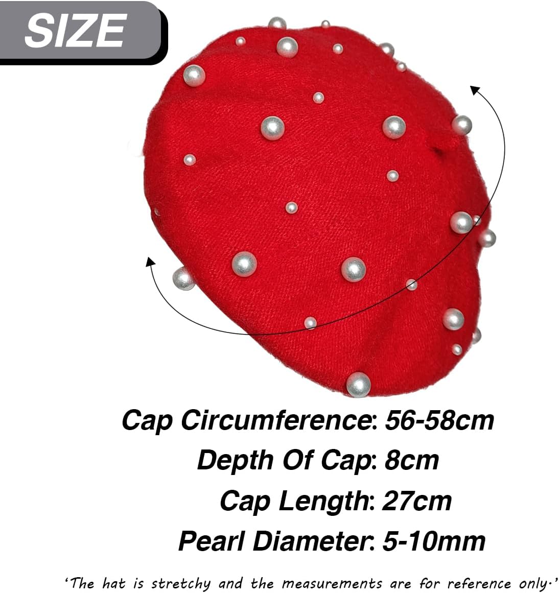 Wool Beret for Women, Classic Starry Pearl Winter Beanie French Hat Artist Painter Solid Color Beret Cap - Image 5