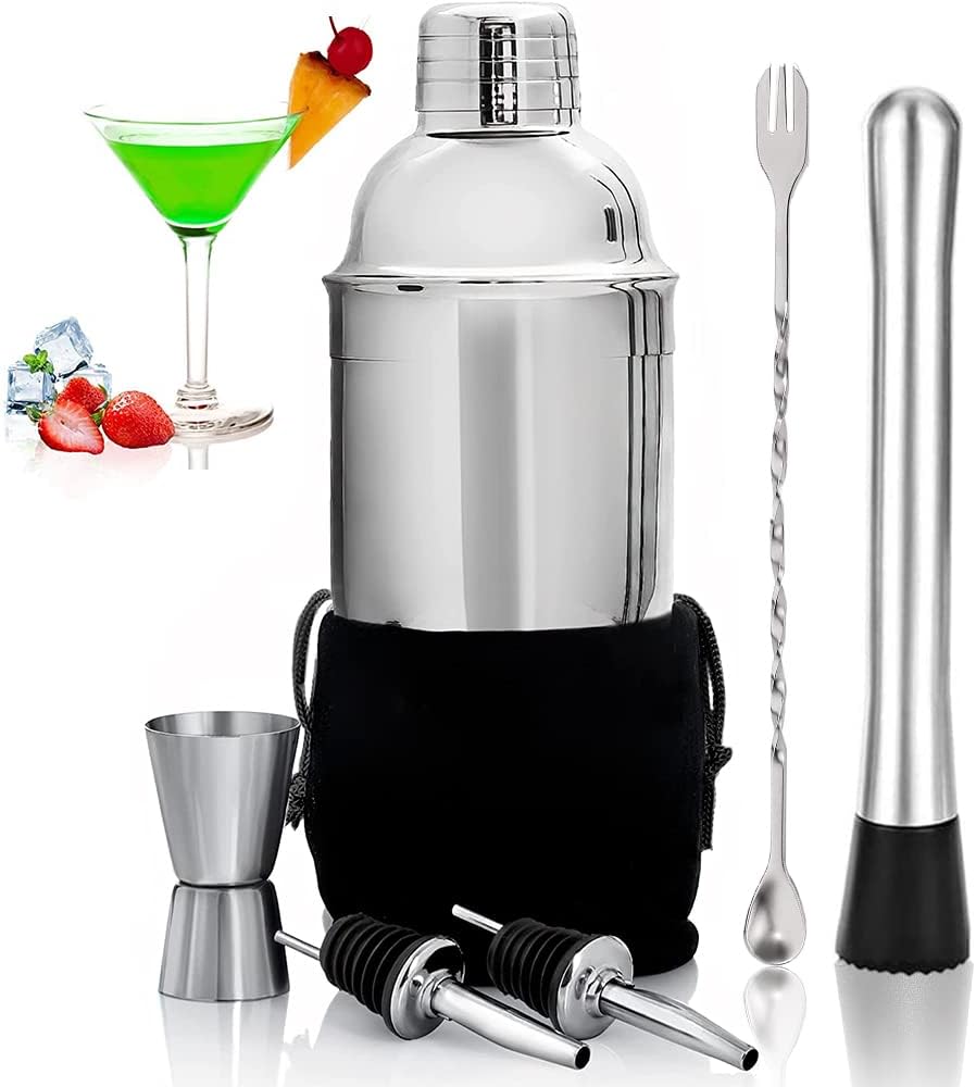 NANWEI 7 Piezas Shaker Cocktail Bar Set Kit Utensilios de Bar de