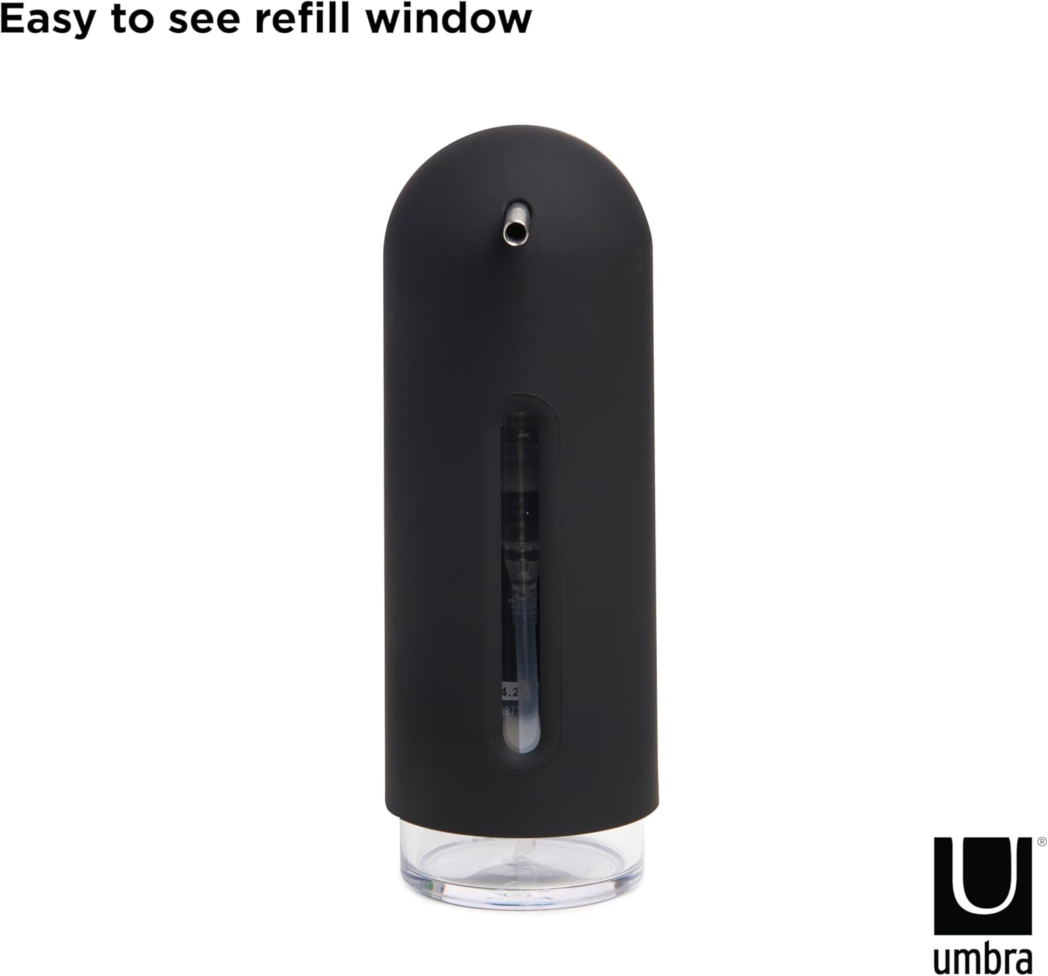 Umbra Penguin 12 oz (355 ml) Soap Pump, Kitchen Soap Dispenser, Also Works with Hand Sanitizer, Black