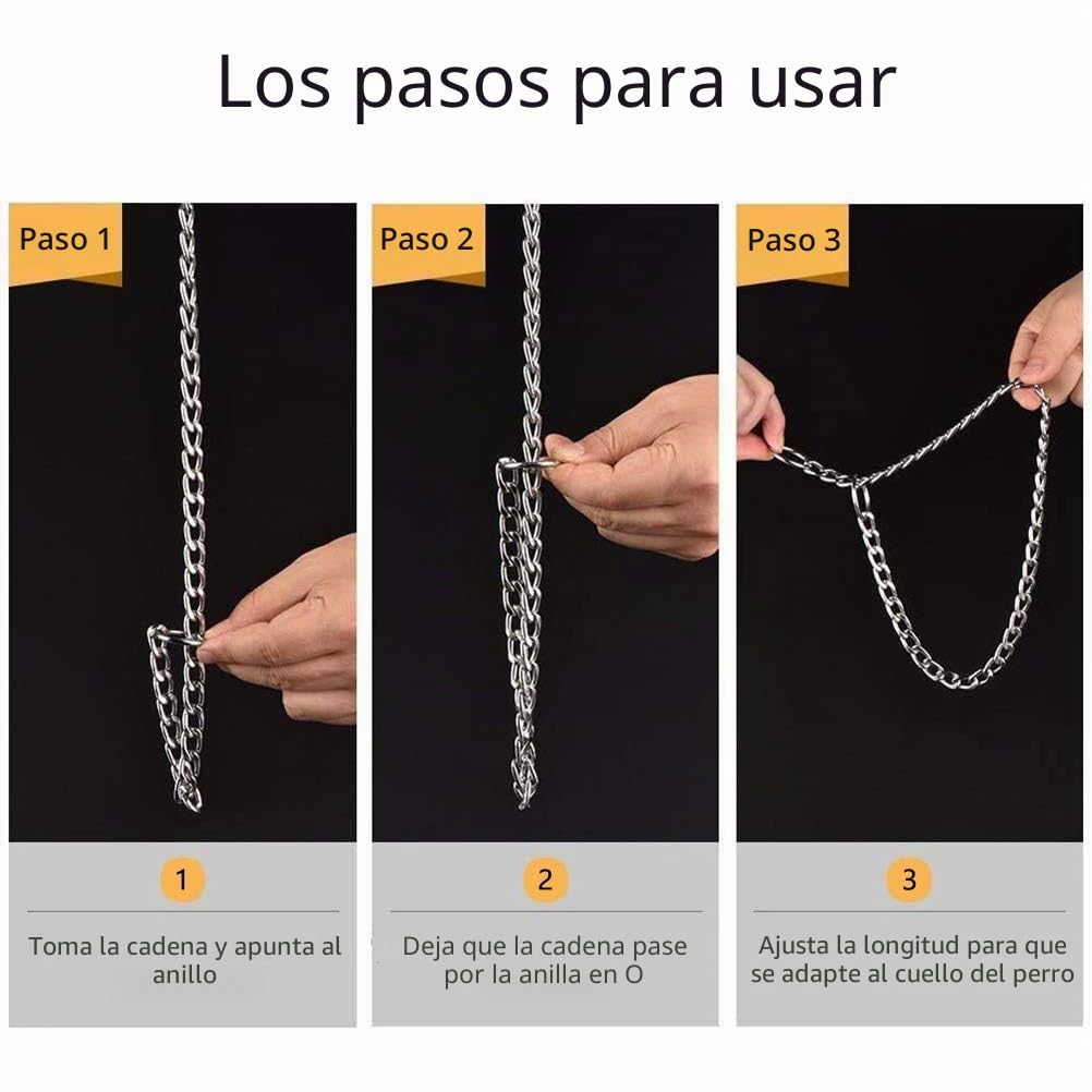 Collares de acero inoxidable para perros de compañía para el adiestramiento de perros, collar de cadena para perros (70 cm)