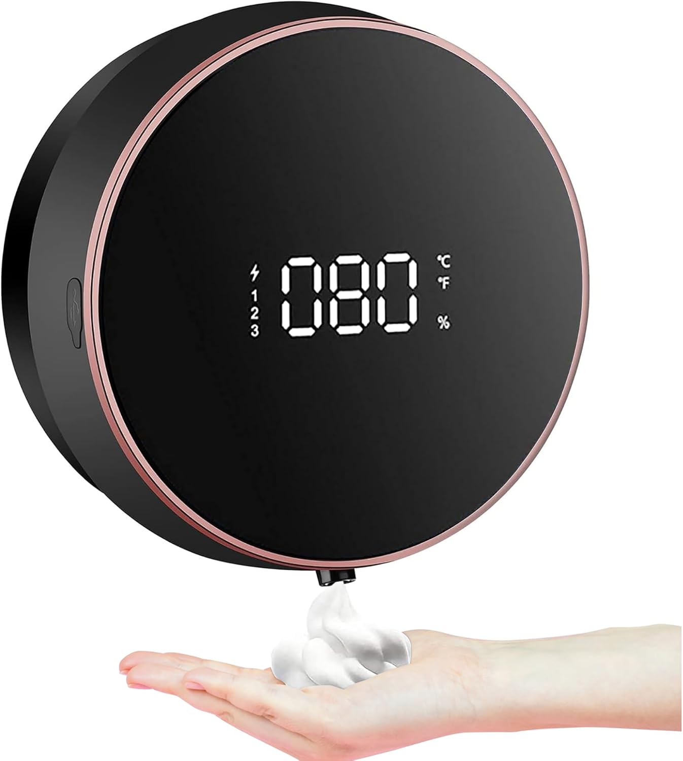 Automatic Wall-Mounted Electric Foaming Soap Dispenser : Hand-Free, Rechargeable, touchless, Intelligent, Smart and Modern Hand soap Dispenser for bathrooms, Kitchens (Black) Foam Black