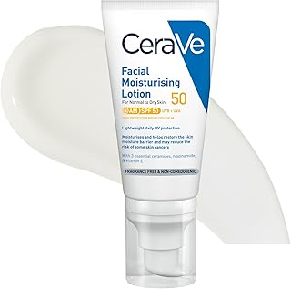 CeraVe Facial Moisturising Lotion AM SPF50 52ml, Sunscreen & Face Moisturiser 2-in-1, UVA/UVB Protection, Ceramides + Hyal...