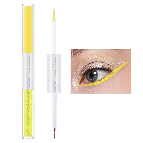 WGUST Delineador de ojos con purpurina líquida de doble cabeza, sombra de ojos brillante impermeable de larga duración, delineador de ojos líquido
