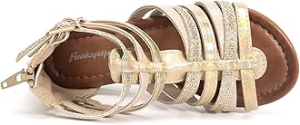 FUNKYMONKEY Girls Gladiator Strap Sandals Flat Fisherman Thong Cross Strappy Sandals